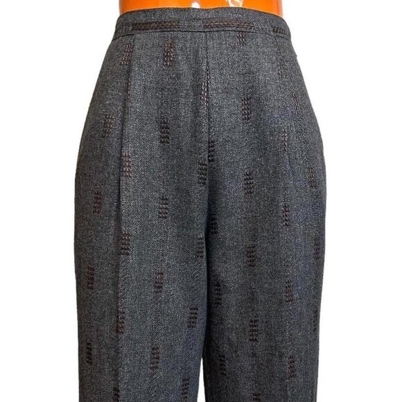 80s vintage highwaisted wool trousers pleated pants high rise relaxed tapered. - Picture 5 of 7